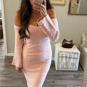 Lulu's Blush Pink Strapless Knit Dress cute pink sweater dress